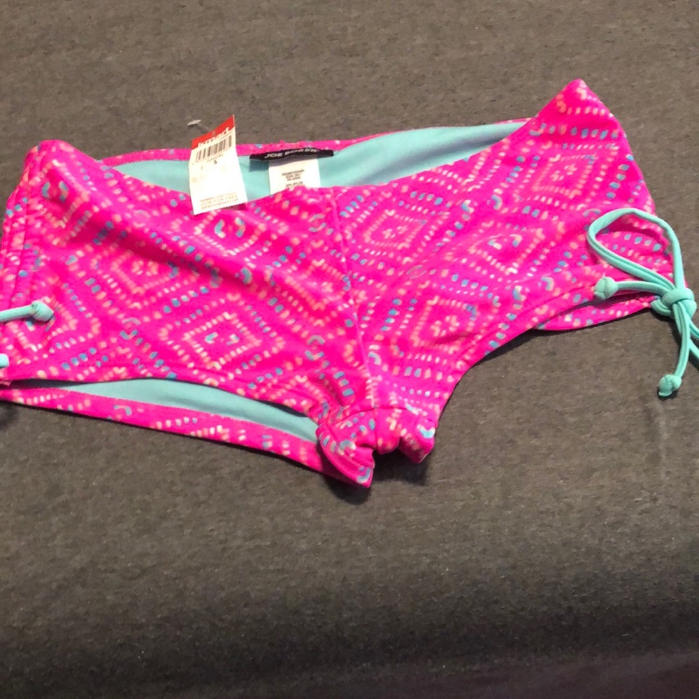 Joe Boxer boy short swim bottoms adjustable sides pink aqua size S nwts
